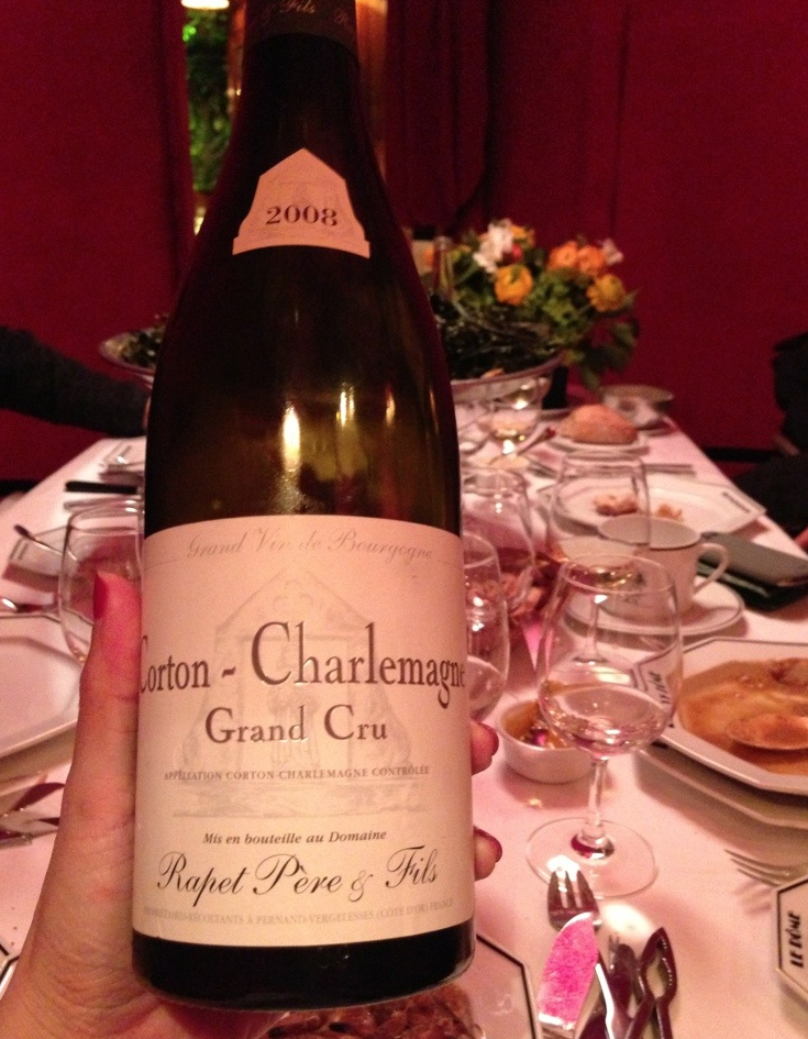 A Corton Charlemagne Rapet Pere Et Fils 2008 we opened at Le Dome 